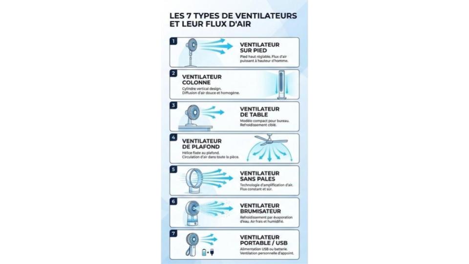 Les 7 types de ventilateurs : quel ventilateur choisir pour votre quotidien ?