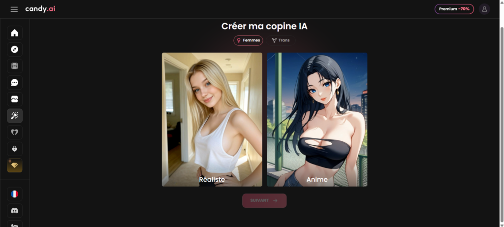 Test de Candy AI : interface pour créer sa copine IA