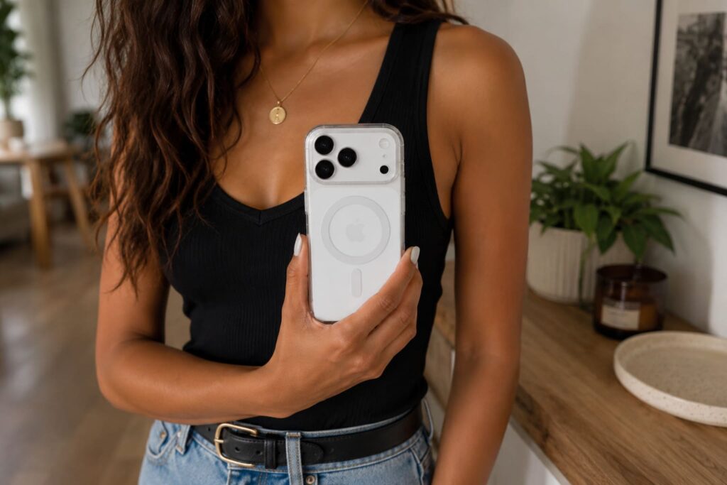 Coque iPhone 17 transparent très élégant