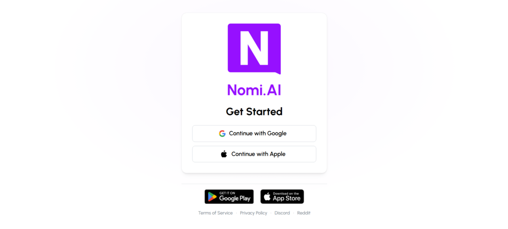 Première connexion sur Nomi AI