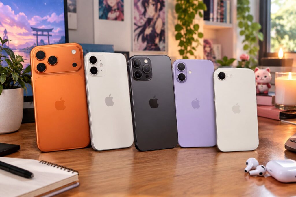 Photo de plusieurs iPhone posés sur une table